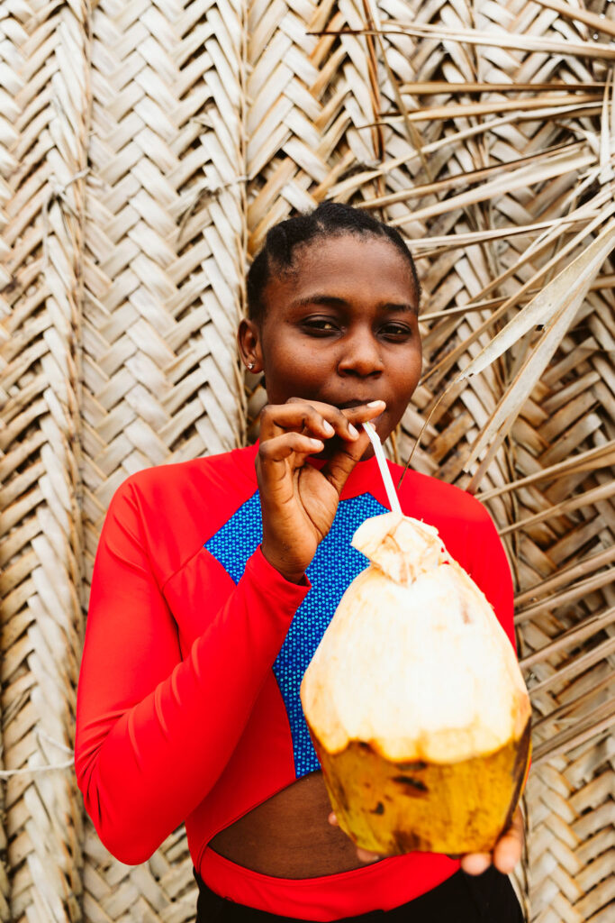 Swimsuit model with coconut